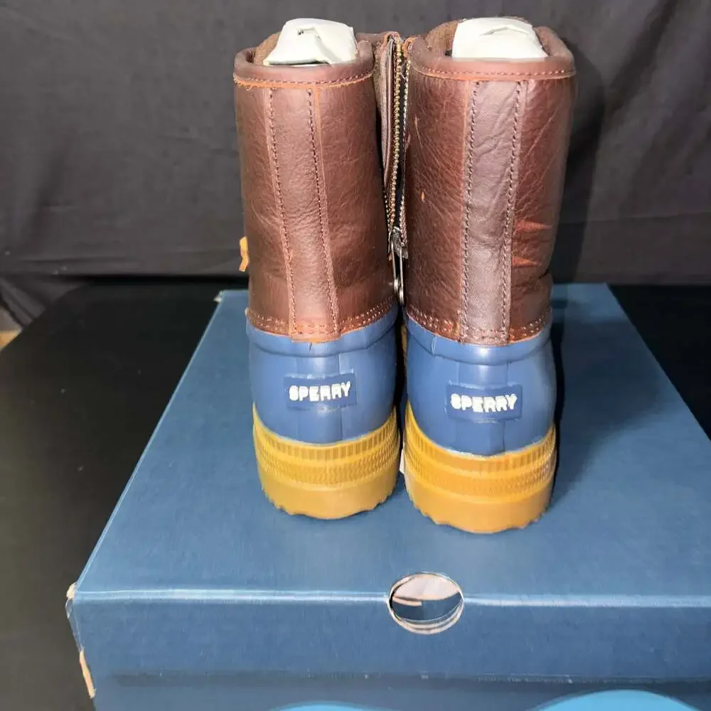 Women's Sperry Saltwater 2.0 Leather Duck Boots, Navy/Brown- Size 10